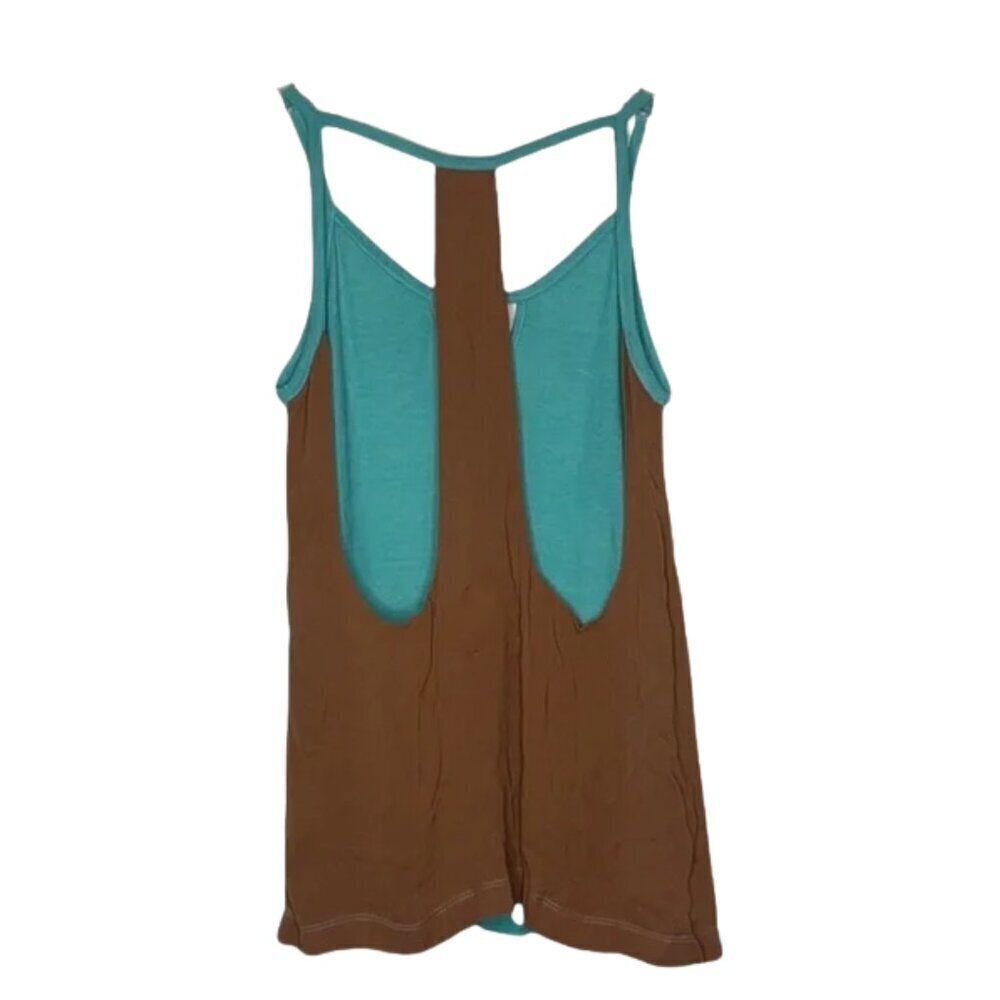 NEW Chaser Teal Brown Paneled Racer Back Camisole Sz. XS - Picture 2 of 3